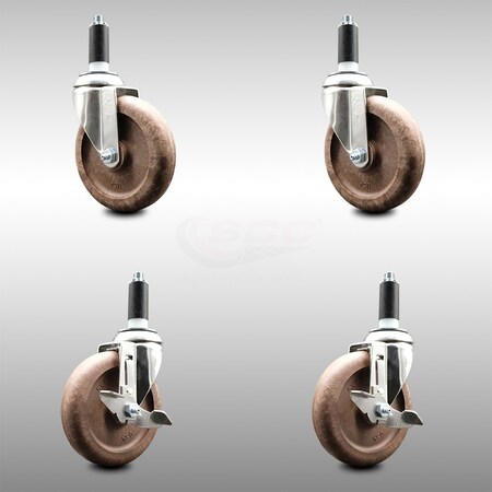 Service Caster 5 Inch 316SS High Temp Glass Filled Nylon 1 Inch Stem Caster Brake SCC, 2PK SCC-SS316EX20S514-GFNSHT-2-TLB-2-1